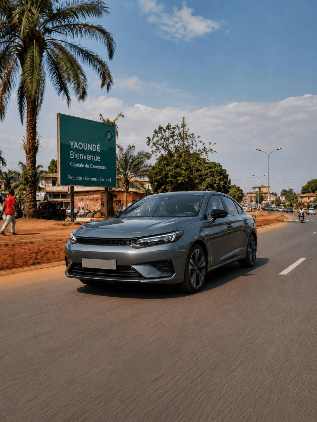 Voiture sur route camerounaise
